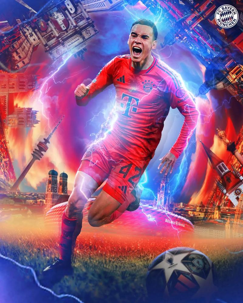 顶级较量！拜仁晒国家德比海报：穆西亚拉化身“封面人物”