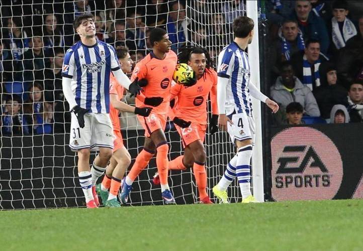 进球无效！奥尔莫横扫中路，孔德破门越位在先